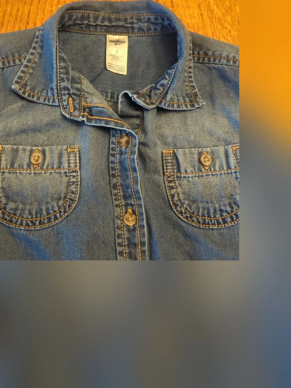 Oshkosh B’gosh Girls Size 7 Long Sleeve Button Up Blue Denim Shirt